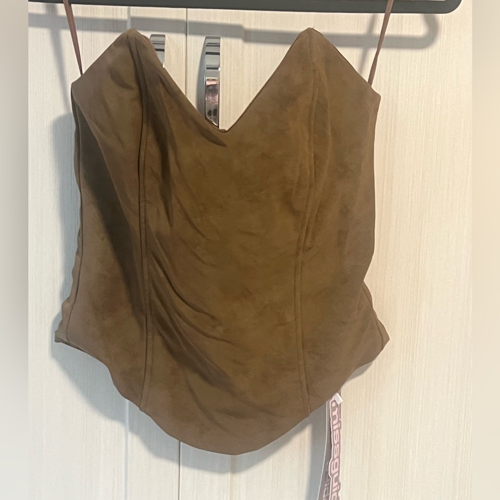 Missguided Brown Suede Women's Top XS NWT